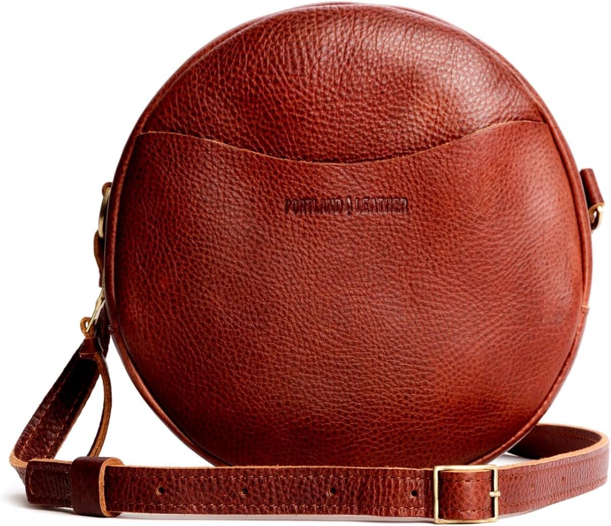 Portland Leather Goods Circle Crossbody Bag for Women – Handmade from the Finest Full-Grain Hides