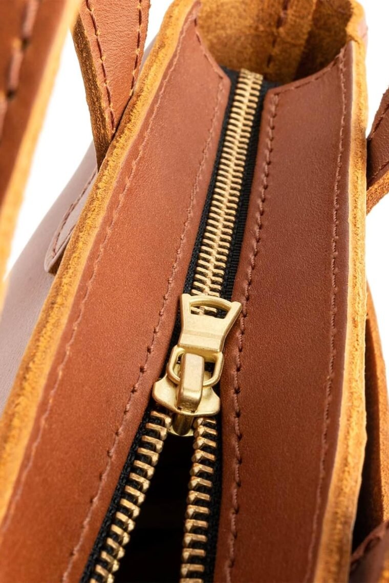 Portland Leather Goods Mini Zipper Crossbody Tote Bag for Women – Handmade, Durable & Unlined – Outside Pocket - Image 2