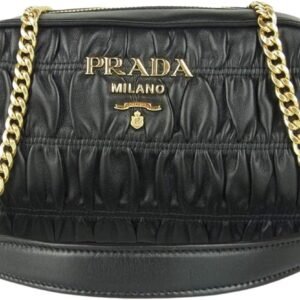 Prada Bandoliera Nero Black Nappa Gaufre'1 Quilted Leather Handbag 1BH112