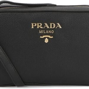 Prada Black Vitello Phenix Leather Shoulder Camera Bag 1BH103