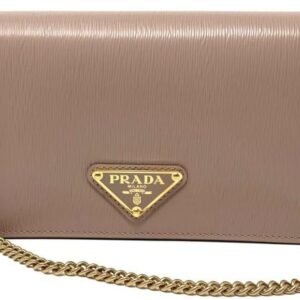 Prada Cipria Beige Vitello Move Leather Chain Wallet Crossbody Bag 1BP021