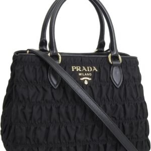 Prada Tessuto Gaufre Nylon Small Black Satchel Handbag 1BA173