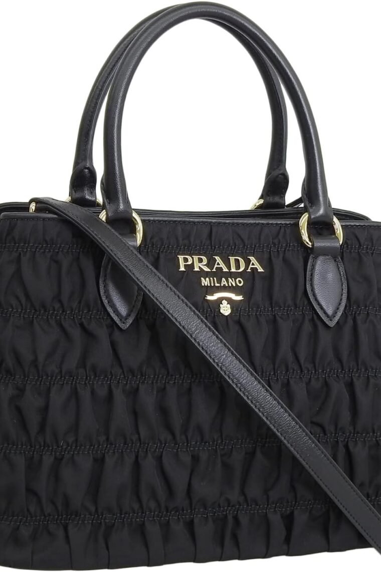 Prada Tessuto Gaufre Nylon Small Black Satchel Handbag 1BA173