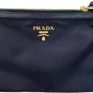 Prada Tessuto Nylon Blue Double Zip Calf Leather Crossbody Bag 1BH046