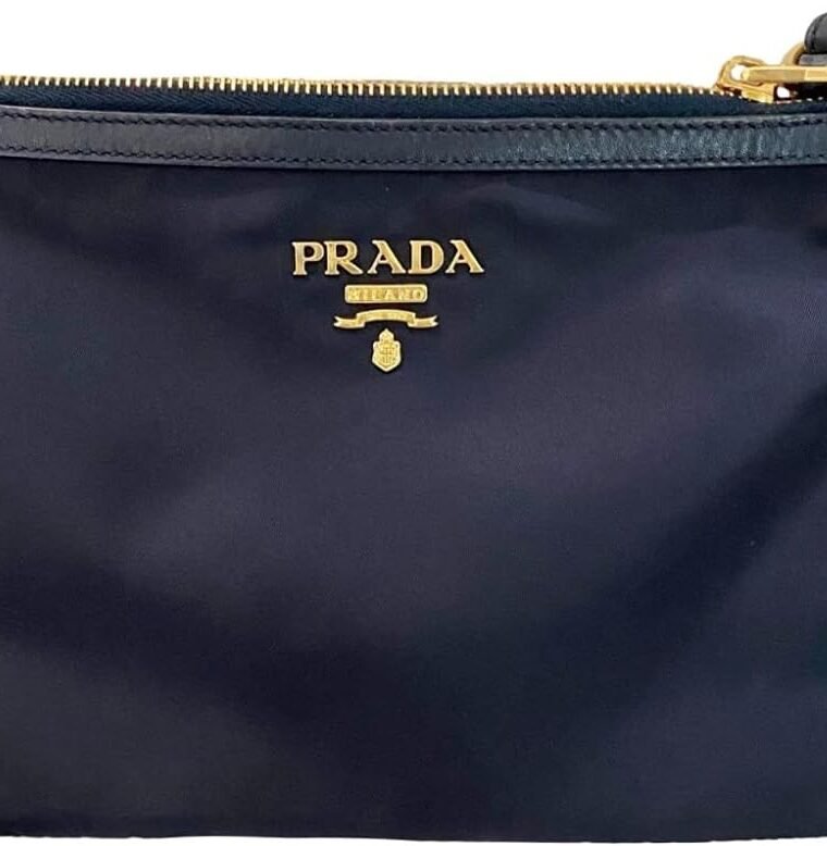 Prada Tessuto Nylon Blue Double Zip Calf Leather Crossbody Bag 1BH046