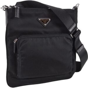 Prada Unisex Medium Black Tessuto Nylon Messenger Crossbody Handbag