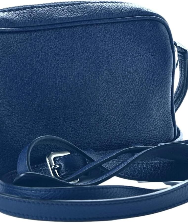 Prada Vitello Phenix Blue Leather Silver Logo Small Camera Crossbody Bag - Image 2