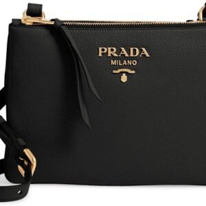 Prada Vitello Phenix Gold Hardware Black Crossbody 1BH046