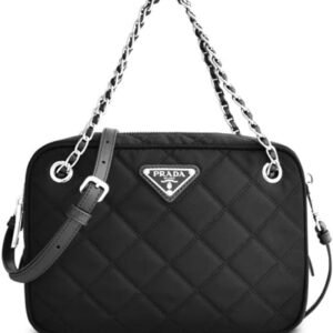 Prada Womens Bandoliera Black Tessuto Nylon Quilted Medium Crossbody Bag