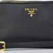 Prada Women's Black Bandoliera Vitello Phenix Leather Crossbody Bag 1BH079