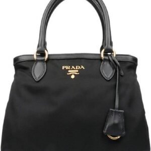 Prada Women's Black Tessuto Nylon Soft Calf Handbag 1BA173