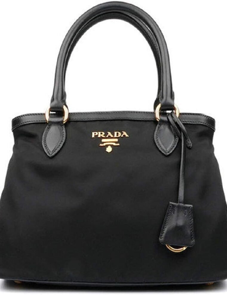 Prada Women's Black Tessuto Nylon Soft Calf Handbag 1BA173