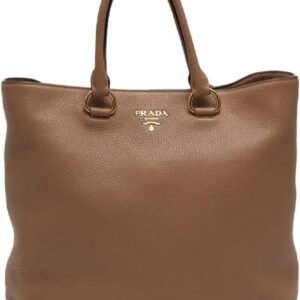 Prada Women's Brown Vitello Phenix Shopping Tote Top Handle Bag Shoulder Bag 1BG865