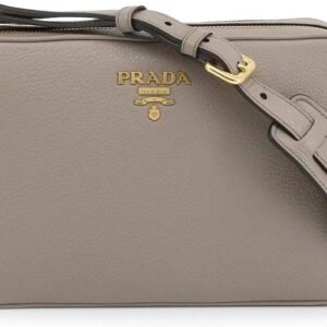 Prada Women's Gray Vitello Phenix Leather Crossbody 1BH079