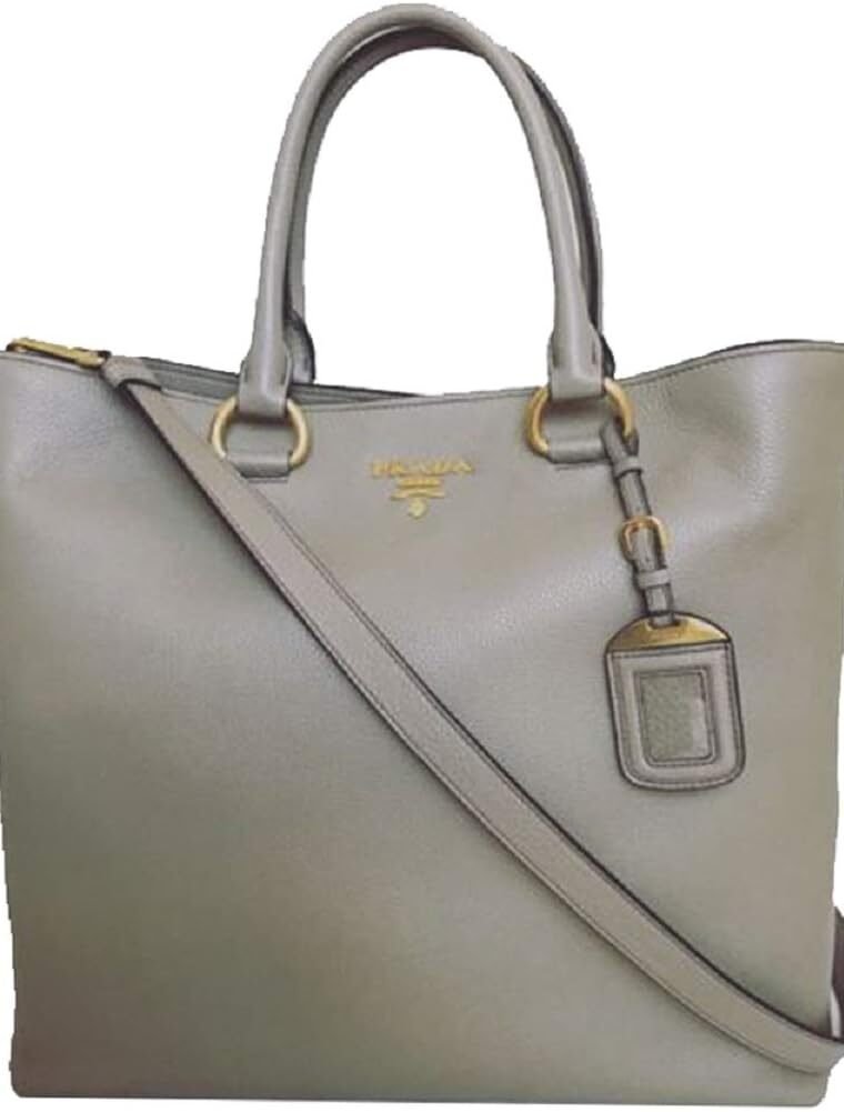 Prada Women's Gray Vitello Phenix Shopping Tote Top Handle Bag Shoulder Bag 1BG865
