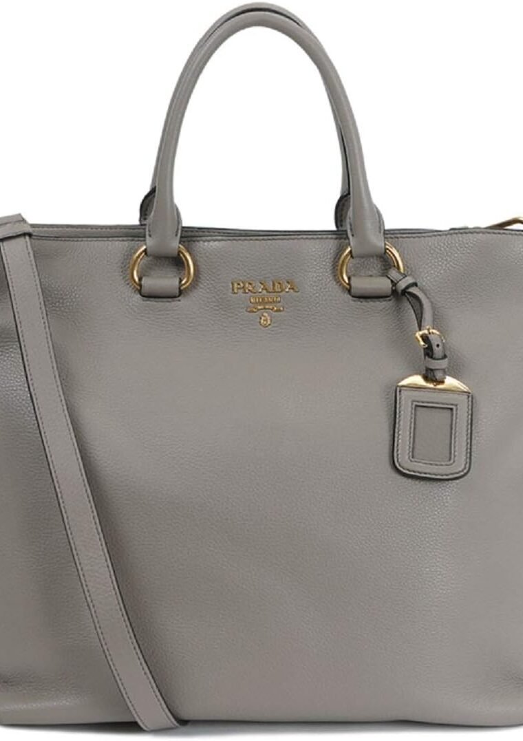 Prada Women's Gray Vitello Phenix Shopping Tote Top Handle Bag Shoulder Bag 1BG865 - Image 2