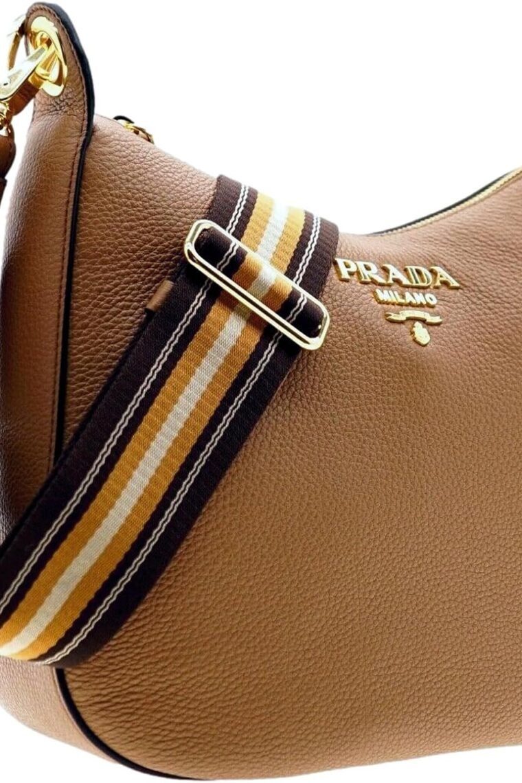 Prada Women's Tan Leather Medium Web Stripe Strap Crossbody Bag 1BC166 - Image 2