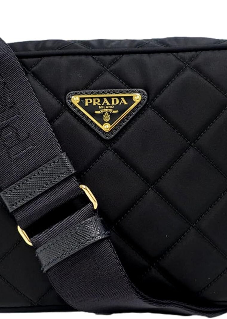 Prada Womens Tessuto Nylon Black Camera Bag Crossbody 1BH089