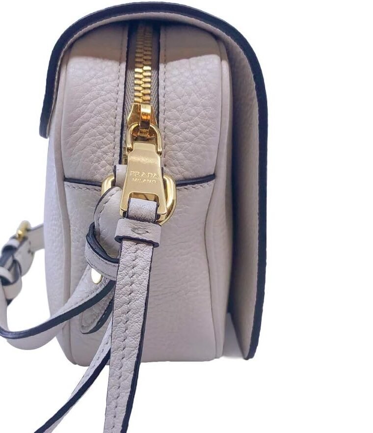 Prada Womens Vitello Phenix Shoulder Flop Ivory Leather Crossbody Bag 1BD163 - Image 2