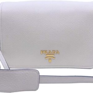 Prada Womens Vitello Phenix Shoulder Flop Ivory Leather Crossbody Bag 1BD163