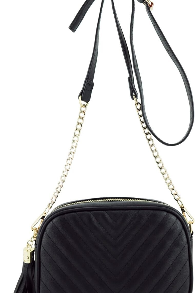 Simple Shoulder Crossbody Bag With Metal Chain Strap And Tassel Top Zipper - Image 2