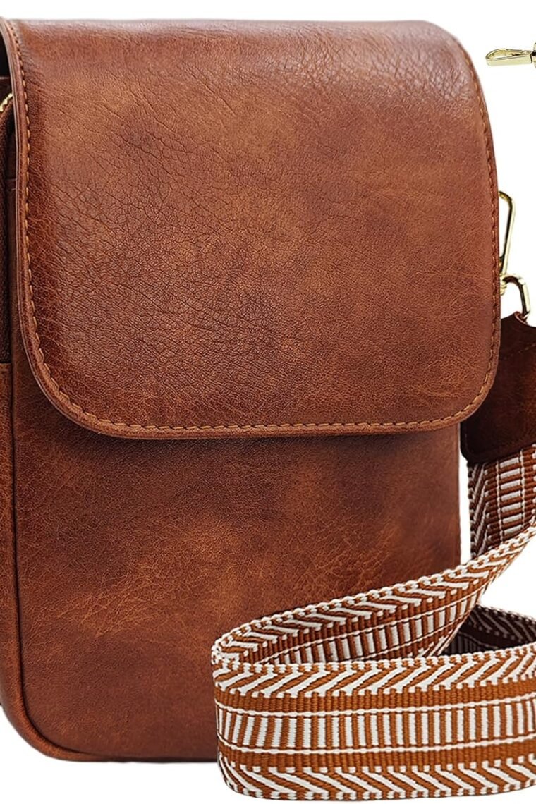 Small Crossbody Purse for Women Trendy Vegan Leather Cell Phone Bags with Card Slots & Adjustable Straps