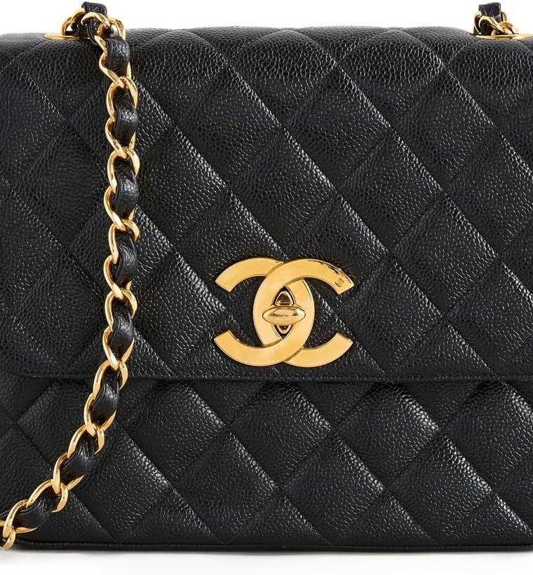 WHAT GOES AROUND COMES AROUND Women's Pre-Loved Chanel Black Caviar Big CC Square Large Bag