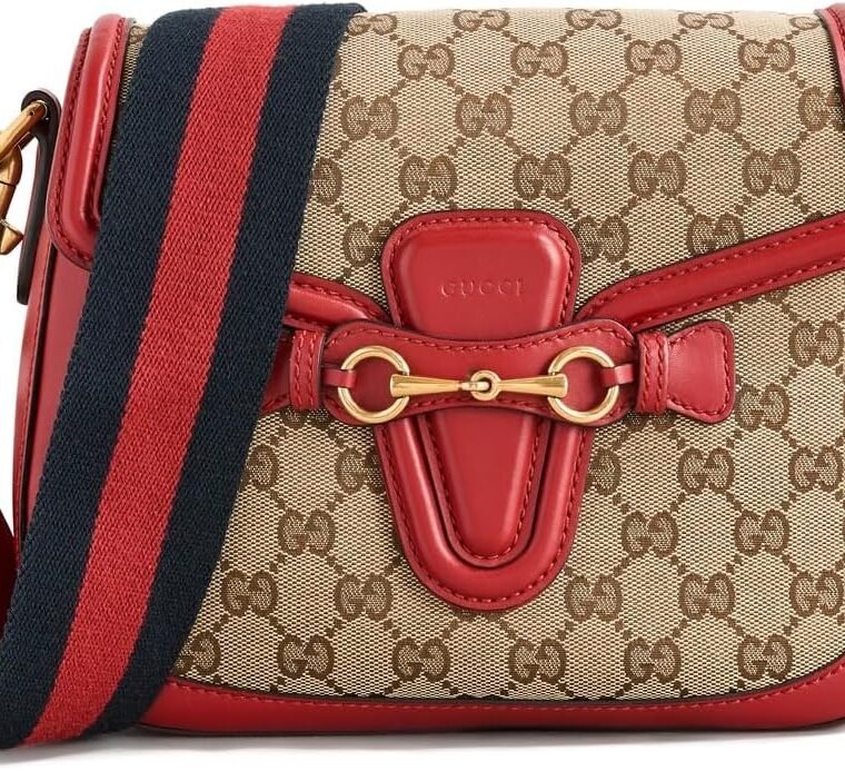 WHAT GOES AROUND COMES AROUND Women's Pre-Loved Gucci Red Canvas Lady Web Shoulder Bag