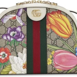 WHAT GOES AROUND COMES AROUND Women's Pre-Loved Gucci White Coated Canvas Flora Ophidia Bag