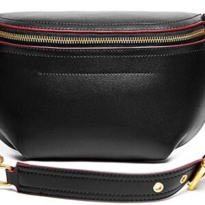 Women Chain Strap Cross-body Bags Genuine Leather Waist Bag with Zipper Closure for Daily