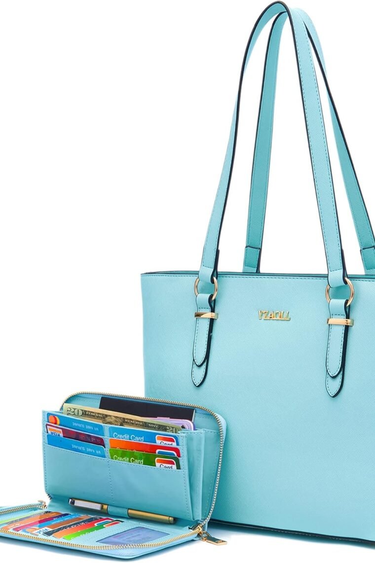 YZAOLL Purses for Women Faux Leather Medium Large Tote Satchel Shoulder Purse Handbag Wallet set