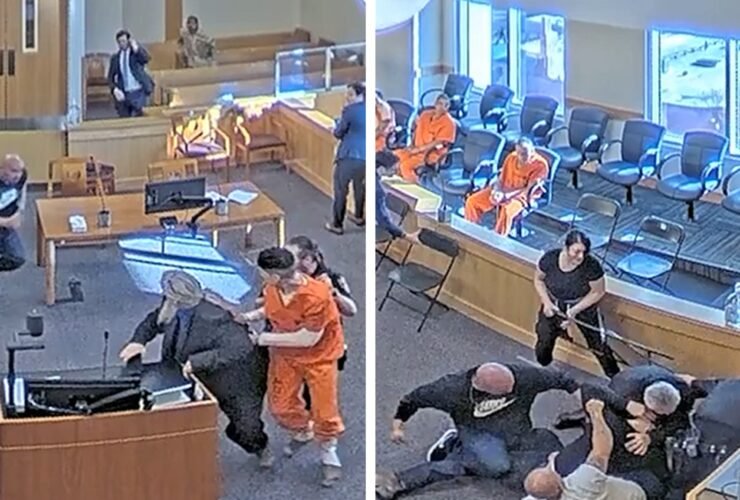 Murder Suspect Attacked by Victim's Family in Wild Courtroom Brawl, Video Shows