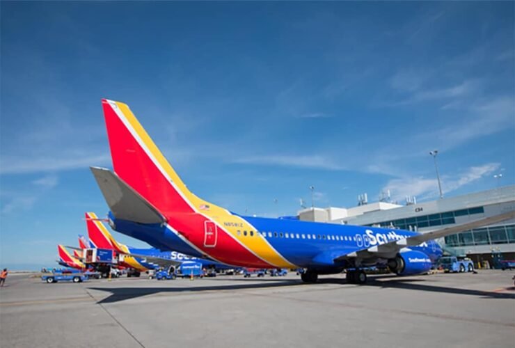 Southwest Airlines plane at the gate.