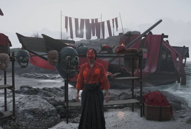 How to call the merchant's boat at Crimson Dye Beach in Ghost of Yōtei