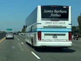 Santa Barbara Airbus on 405 Freeway