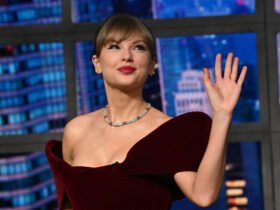 The Late Show with Stephen Colbert and guest Taylor Swift during Wednesday’s December 10, 2025 show.
